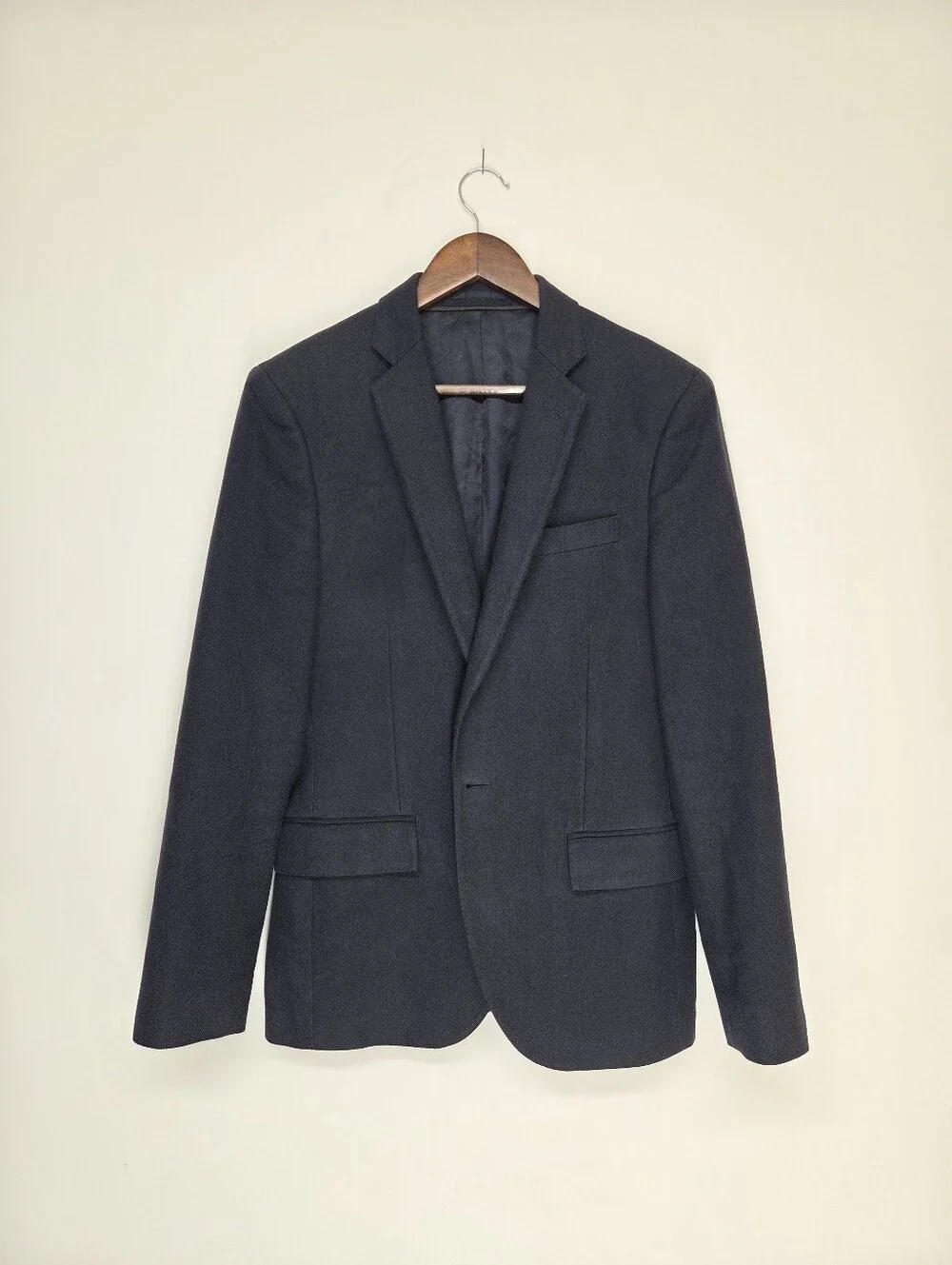 J.Crew Ludlow Navy Herringbone Sport Coat Mens 38R Ormezzano Pima Cotton Italy